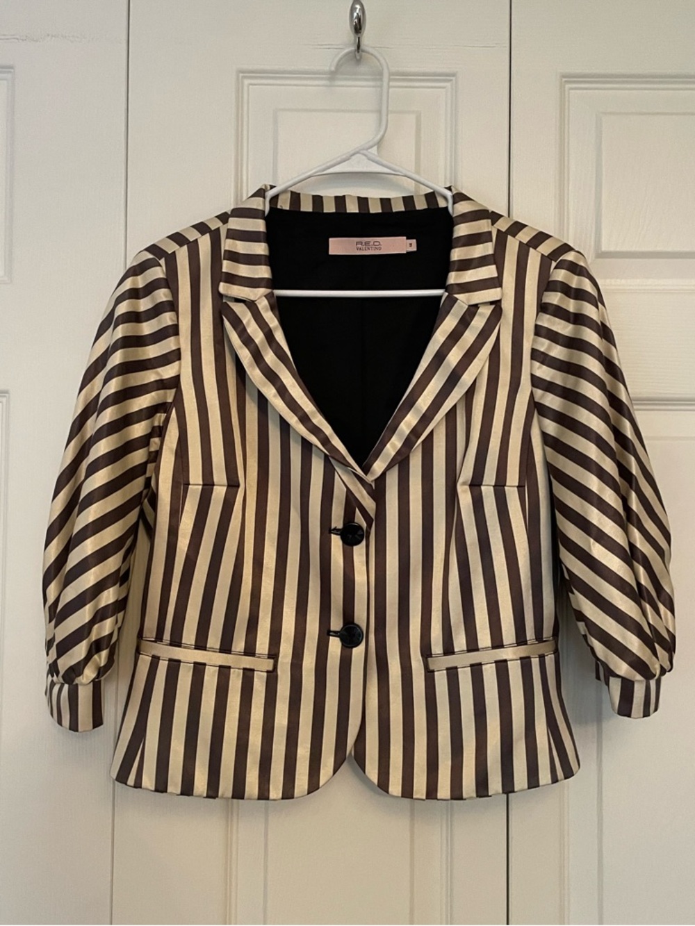 RED Valentino Striped Puff Sleeve Jacket 46